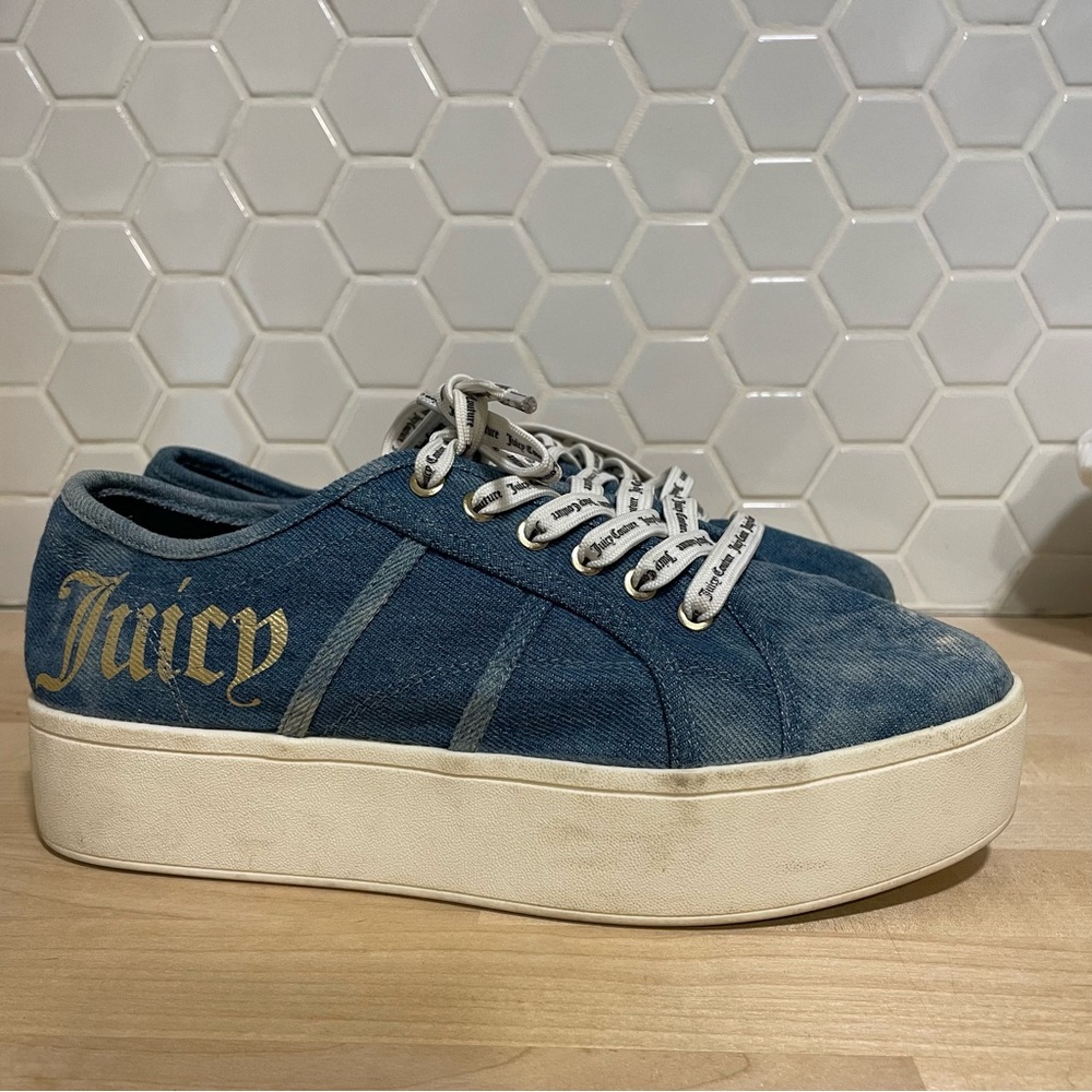 Juicy Couture Y2K Blue Jean Denim Platform Sneakers